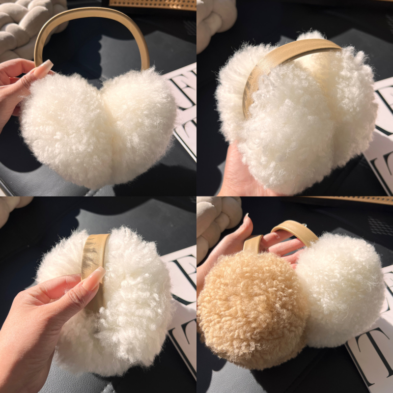 Protecții pentru urechi din lână pentru femei, drăguțe, monocrom, pliabile și anti-vânt