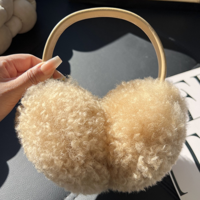 Protecții pentru urechi din lână pentru femei, drăguțe, monocrom, pliabile și anti-vânt