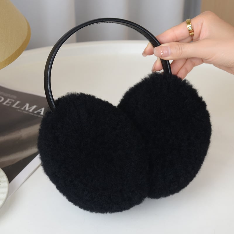 Protecții pentru urechi din lână pentru femei, drăguțe, monocrom, pliabile și anti-vânt