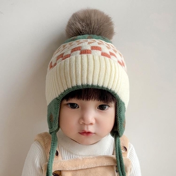 Dječja pletena kapa s flis podstavom, bez ruba, kupolastog kroja, topla i otporna na vjetar, korejsko/japanski stil