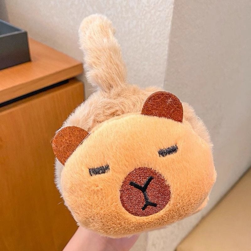 Detské náušníky s kapibárou, plyšový materiál, fleecová podšívka, zimná ochrana, unisex pre deti, kreslený dizajn