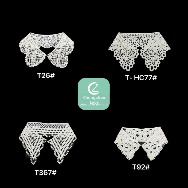 Atsijungiamas dirbtinis apykaklė siuvinėjimo juostele ir iškirptų nėrinių dizainu – DIY aksesuaras moterims (medžiaga: milk silk)