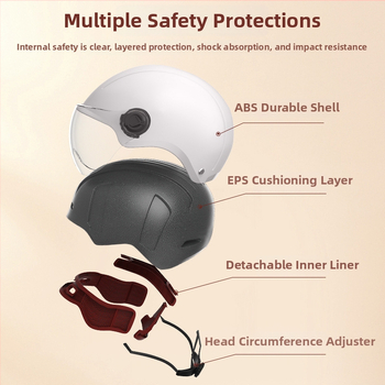 Pusķivere ar ABS korpusu, vissezonu piemērota, universāla, piemērota motocikla braukšanai, ar noņemamu ausu aizsargu, 3C GB811-2022A sertificēta