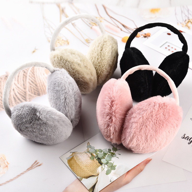 Plyšové ušné chrániče s zadným nosením, unisex, teplé na jeseň-zimu, monochromatický dizajn