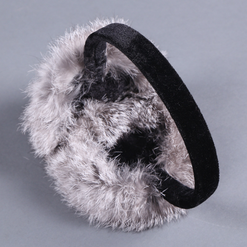 Protecții pentru urechi din blană de iepure, unisex, adulți, iarnă/toamnă, monocrom