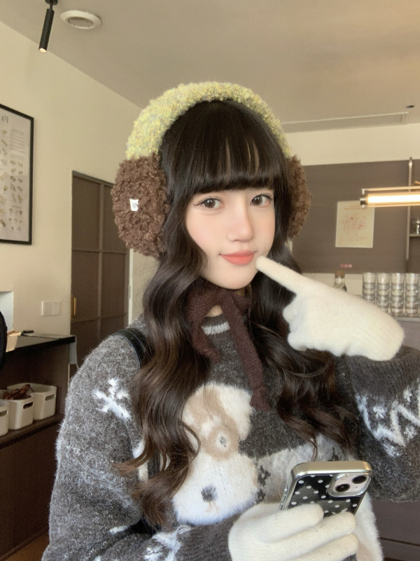 Γυναικείες πλεκτές γούνινες κουκούλες για τα αυτιά - μαλακές, με κορδόνι, ζεστές τον χειμώνα (Υλικό: Ακρυλικό/ψεύτικη μαλλί; Στυλ: Βασικό; Περίοδος: Χειμώνας; Φύλο: Γυναίκες)