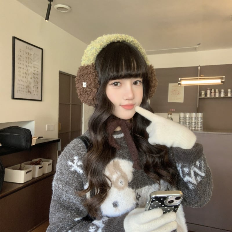 Γυναικείες πλεκτές γούνινες κουκούλες για τα αυτιά - μαλακές, με κορδόνι, ζεστές τον χειμώνα (Υλικό: Ακρυλικό/ψεύτικη μαλλί; Στυλ: Βασικό; Περίοδος: Χειμώνας; Φύλο: Γυναίκες)