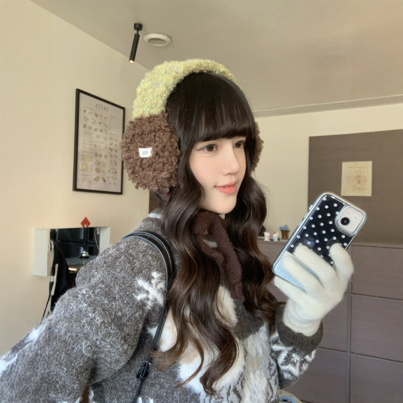 Γυναικείες πλεκτές γούνινες κουκούλες για τα αυτιά - μαλακές, με κορδόνι, ζεστές τον χειμώνα (Υλικό: Ακρυλικό/ψεύτικη μαλλί; Στυλ: Βασικό; Περίοδος: Χειμώνας; Φύλο: Γυναίκες)