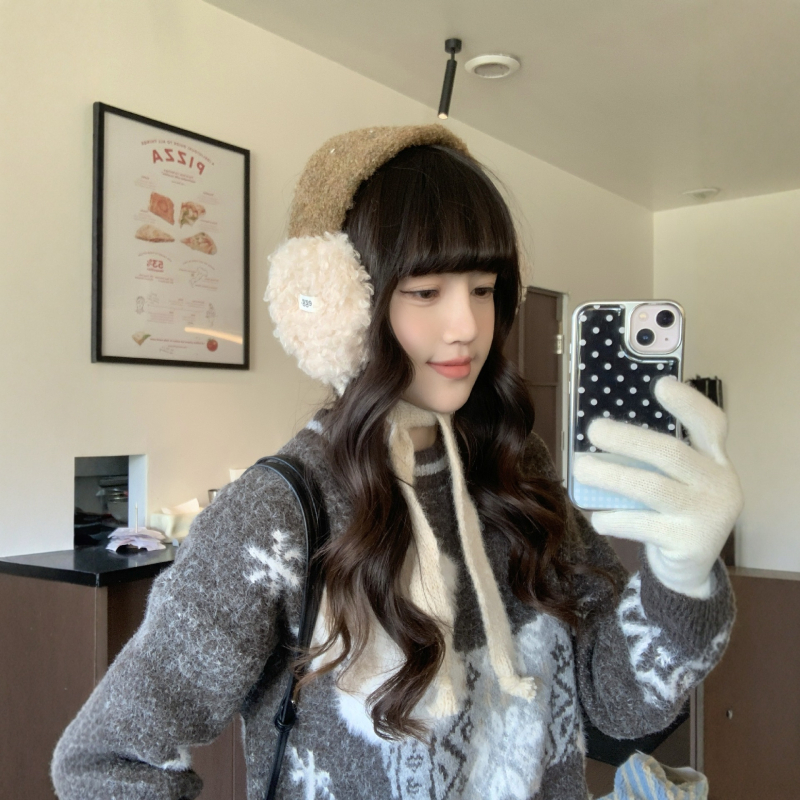 Γυναικείες πλεκτές γούνινες κουκούλες για τα αυτιά - μαλακές, με κορδόνι, ζεστές τον χειμώνα (Υλικό: Ακρυλικό/ψεύτικη μαλλί; Στυλ: Βασικό; Περίοδος: Χειμώνας; Φύλο: Γυναίκες)