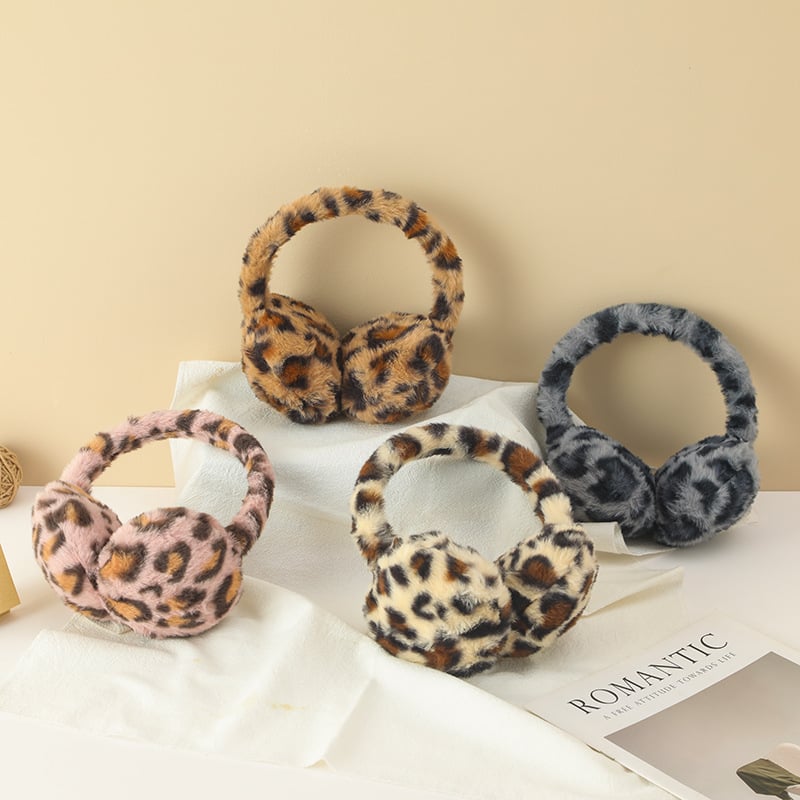 Zimske ušne štitnike s leopard uzorkom, plišani, unisex