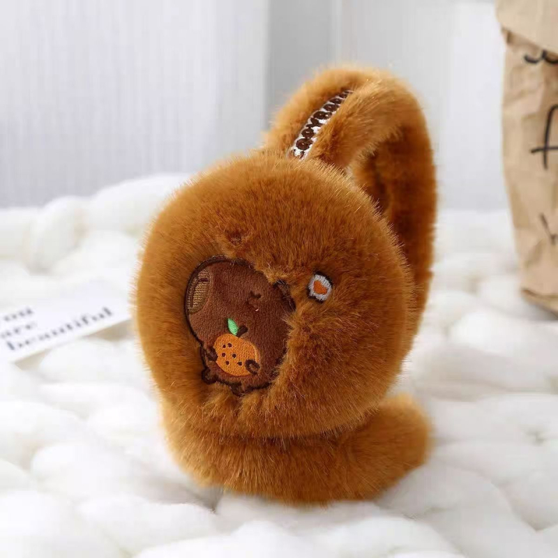 Capybara Dječje plišane earmuffs — Cartoon uzorak, Unisex, za djecu, zadržavaju toplinu zimi
