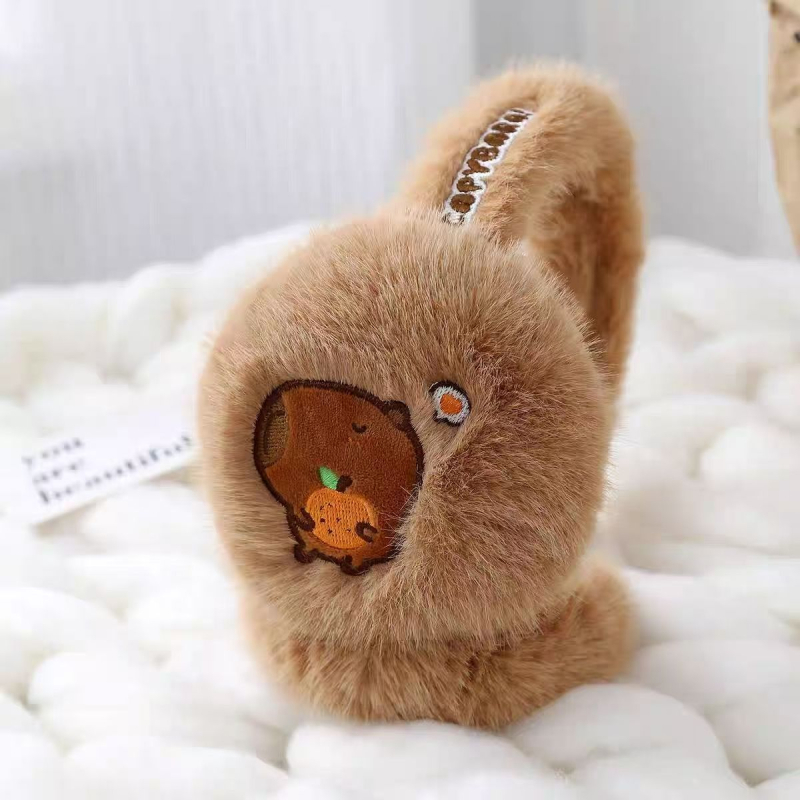 Capybara Dječje plišane earmuffs — Cartoon uzorak, Unisex, za djecu, zadržavaju toplinu zimi