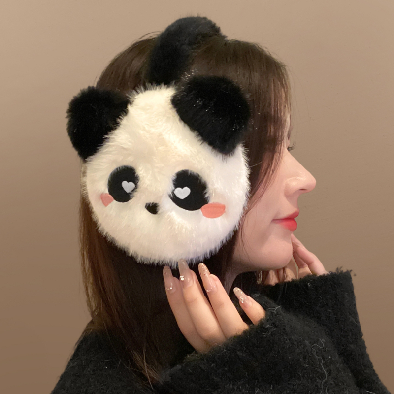 Earmuffs Panda Pufoase – Unisex, Iarnă, Călătorii, Încălzire a urechilor