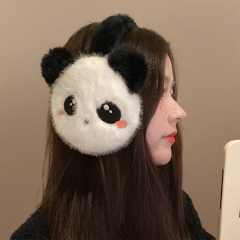 Earmuffs Panda Pufoase – Unisex, Iarnă, Călătorii, Încălzire a urechilor