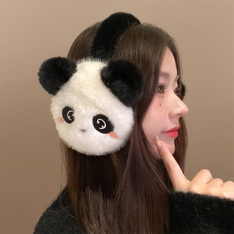 Earmuffs Panda Pufoase – Unisex, Iarnă, Călătorii, Încălzire a urechilor