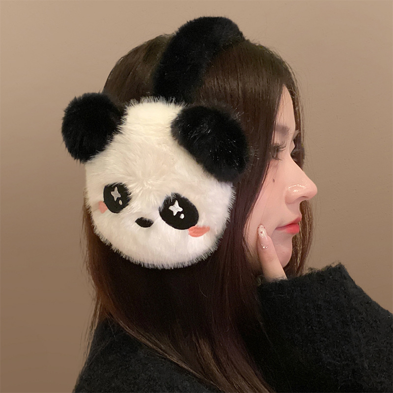 Earmuffs Panda Pufoase – Unisex, Iarnă, Călătorii, Încălzire a urechilor