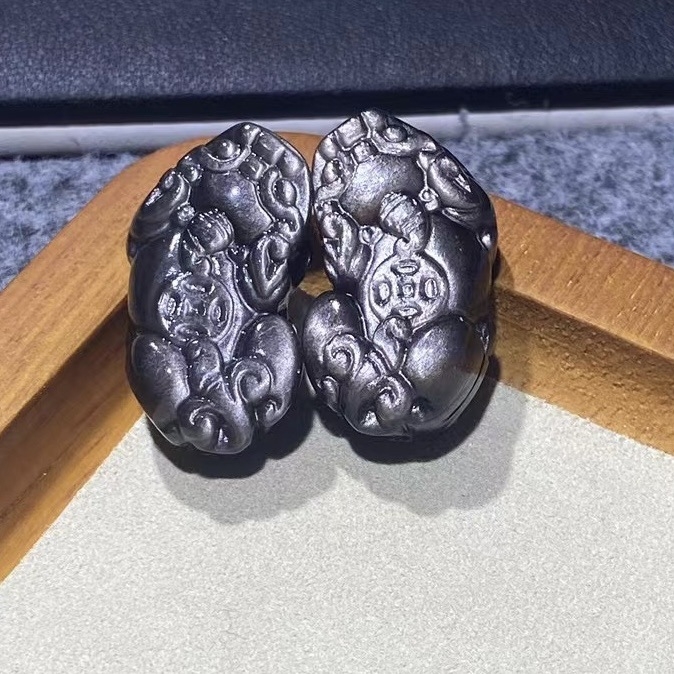 Slobodne kristalne perle s graviranim Pixiu motivom, etno retro stil