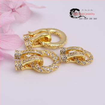 Kaklo papuošalo užraktas su kabeline pynė dizainu, varis, elektroplavimas, K082, Haochen (Varis; Cable Knit; Elektroplavimas; K082; Haochen)