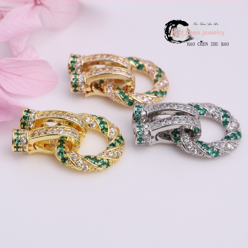 Kaklo papuošalo užraktas su kabeline pynė dizainu, varis, elektroplavimas, K082, Haochen (Varis; Cable Knit; Elektroplavimas; K082; Haochen)