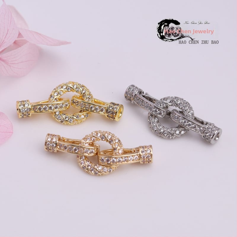 Kaklo papuošalo užraktas su kabeline pynė dizainu, varis, elektroplavimas, K082, Haochen (Varis; Cable Knit; Elektroplavimas; K082; Haochen)