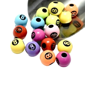 12mm crne akrilne perle s dizajnom 8-ball biliarda, labave perle za DIY nakit, ran edukacija, poluproizvodi za narukvice, okrugle perle s brojevima