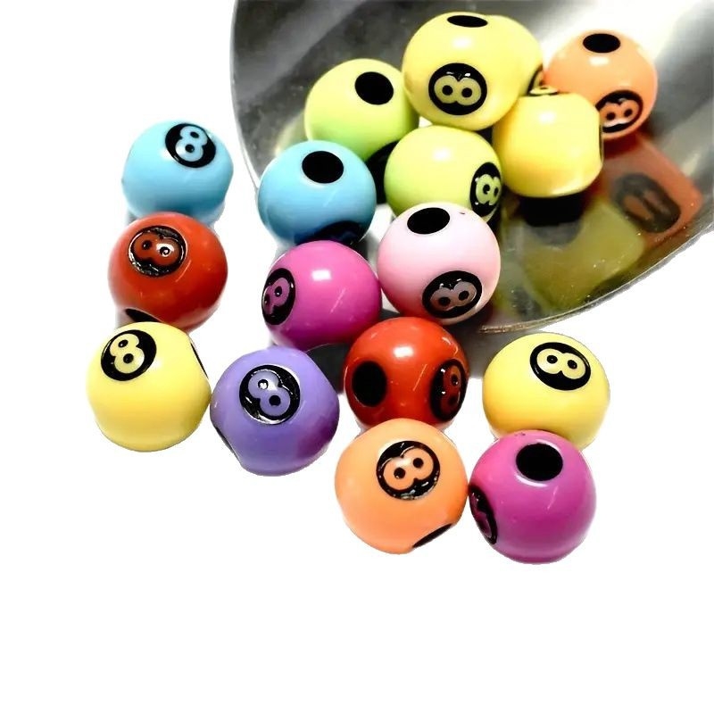 12mm crne akrilne perle s dizajnom 8-ball biliarda, labave perle za DIY nakit, ran edukacija, poluproizvodi za narukvice, okrugle perle s brojevima