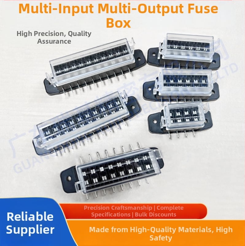 Automobiļa drošinātāju bāze ar 4/6/8/10 kanāliem, taisa spraudņa savienojums, divpusēja vadu vadība, paredzēta automobiļiem, kuģiem un jahtām