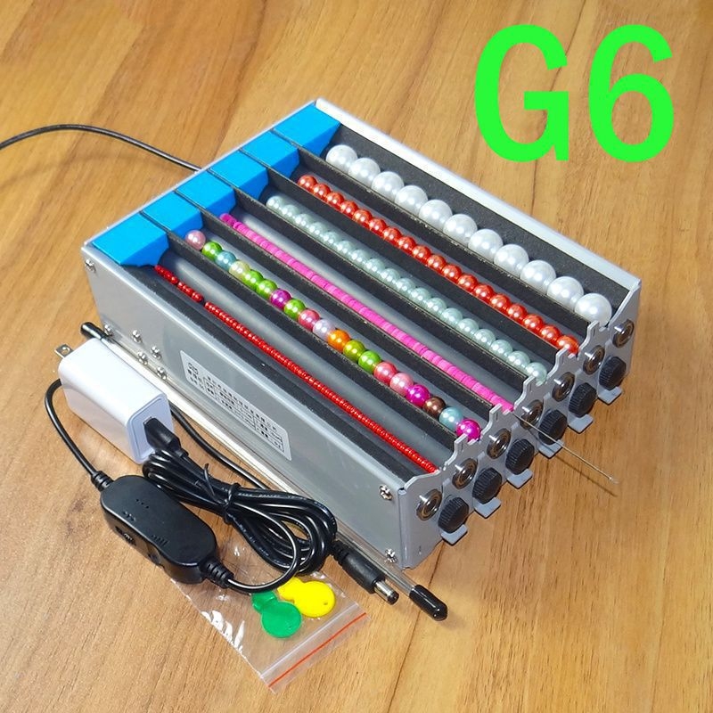 Elektrický stroj na navliekanie korálok s viackanálovým dizajnom (jedno- a dvojkanálový), mechanizmus rozdeľovania korálok a automatické zarovnanie ihly (G1/G2/G4/G6)