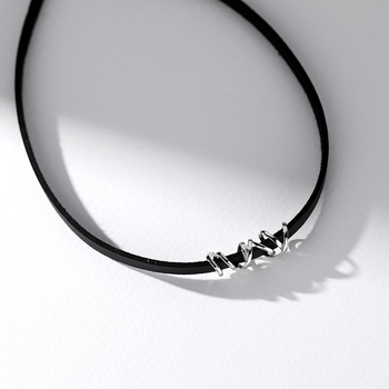 Colier choker din argint 925 Sterling, lanț Wax Rope și pandantiv argintiu