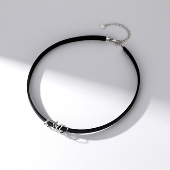 Colier choker din argint 925 Sterling, lanț Wax Rope și pandantiv argintiu