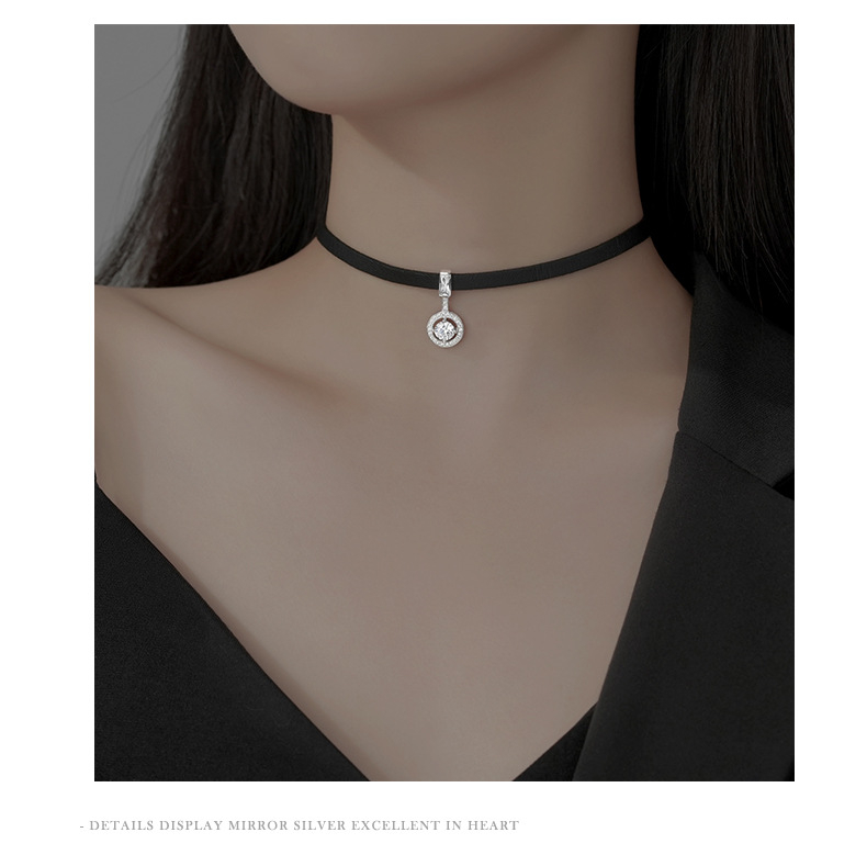 Colier choker din argint 925 Sterling, lanț Wax Rope și pandantiv argintiu