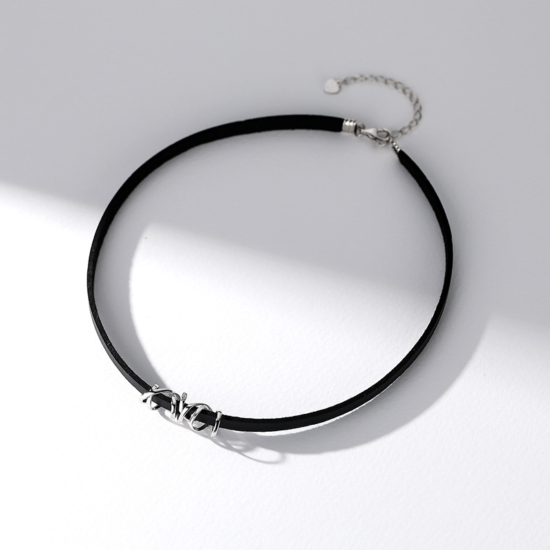 Colier choker din argint 925 Sterling, lanț Wax Rope și pandantiv argintiu