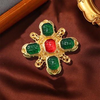 Broš od cinka legure, križno luka, retro stil, cvijet, mašna i listovi, dijamantno završivanje