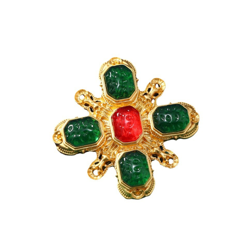 Barokna broš s prekrštenom mašnicom – model: cvijet, mašna, listovi; materijal: cinkova legura; obrada: dijamant