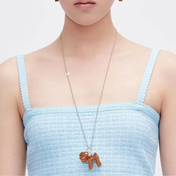 Ogrlica s privjeskom srca u obliku teddy psa — ručna izrada, bakar, normalan lanac, unisex