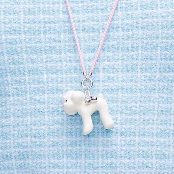 Ogrlica s privjeskom srca u obliku teddy psa — ručna izrada, bakar, normalan lanac, unisex