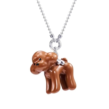 Ogrlica s privjeskom srca u obliku teddy psa — ručna izrada, bakar, normalan lanac, unisex