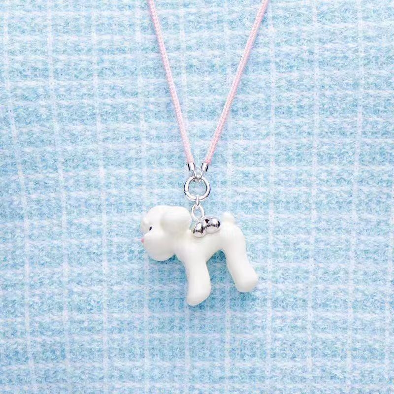 Ogrlica s privjeskom srca u obliku teddy psa — ručna izrada, bakar, normalan lanac, unisex