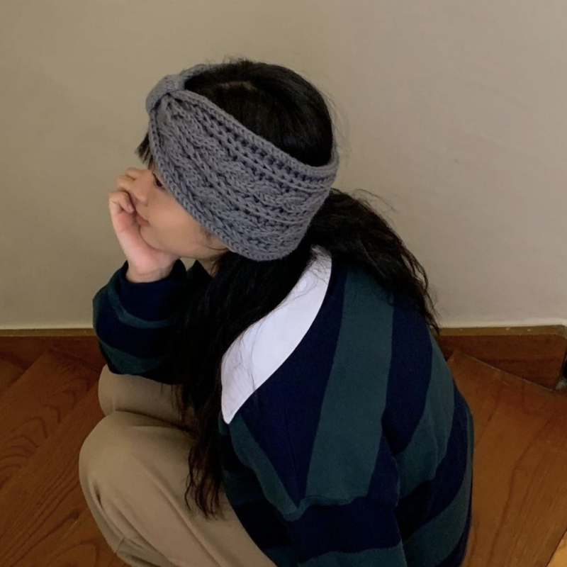 Korejski stil pletena mašna za kosu, unisex dodatak za glavu, zima 2024