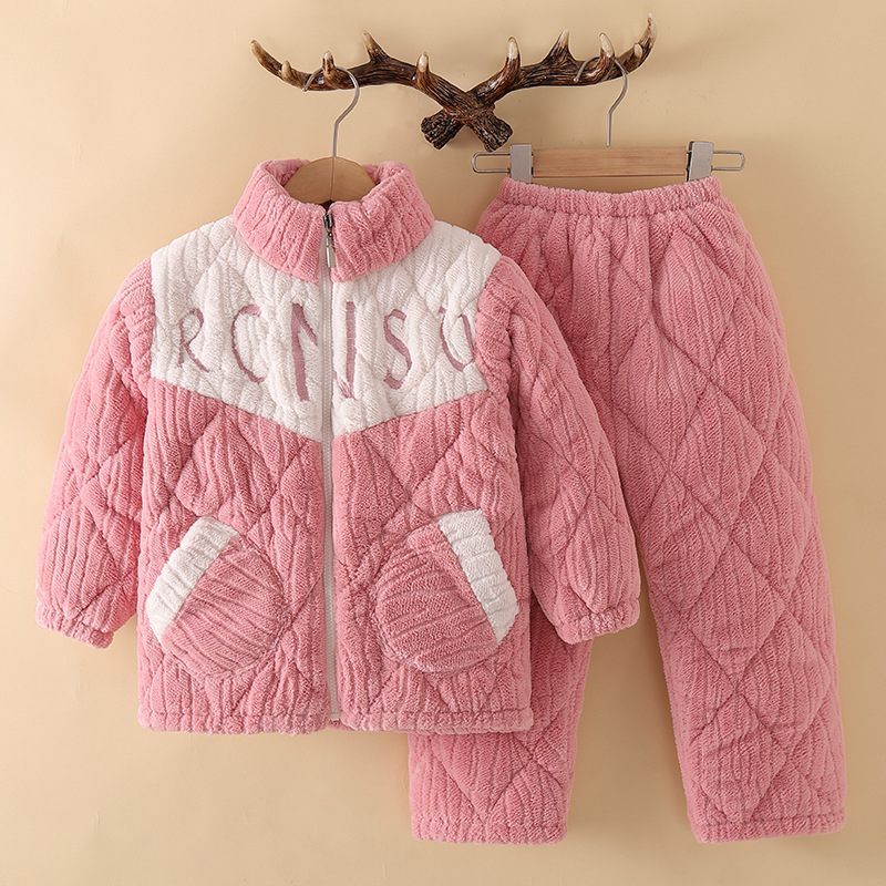 Dječje zimsko homewear od coral fleecea, tri sloja, za uzrast 3-8 godina, toplo i udobno za domaću i vanjsku uporabu