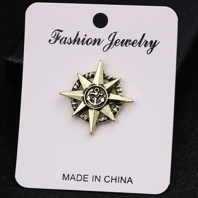 Kitűző csillag motívummal, retro stílus, ötvözet, elektroplattált felület