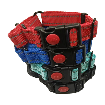 Noćno-reflektirajući trening ogrlica za pse od webbing materijala, podesiva, monohromni uzorak