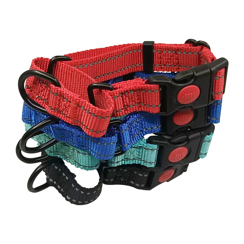 Noćno-reflektirajući trening ogrlica za pse od webbing materijala, podesiva, monohromni uzorak