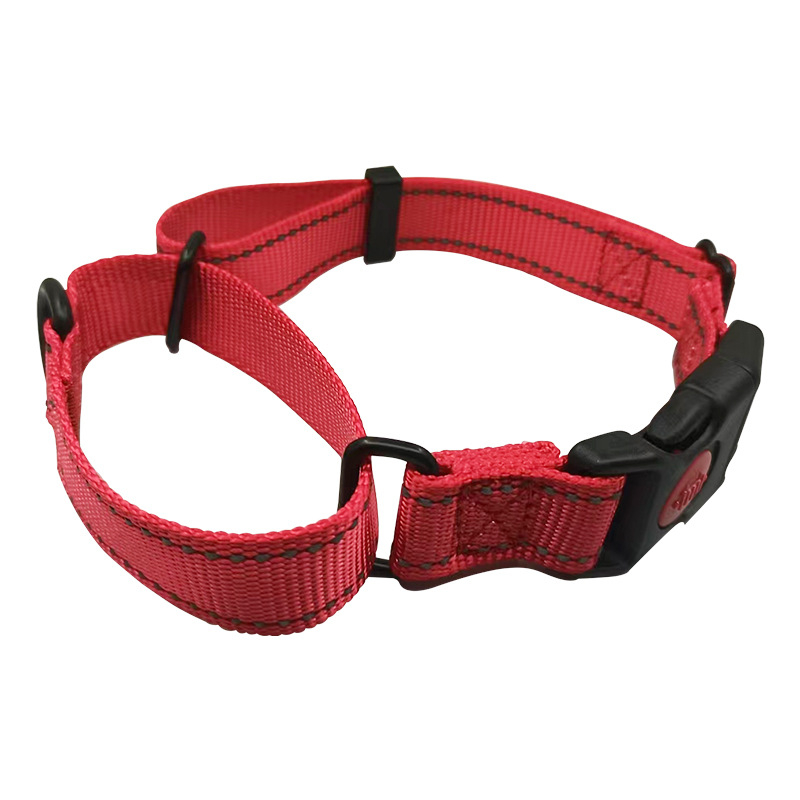 Noćno-reflektirajući trening ogrlica za pse od webbing materijala, podesiva, monohromni uzorak
