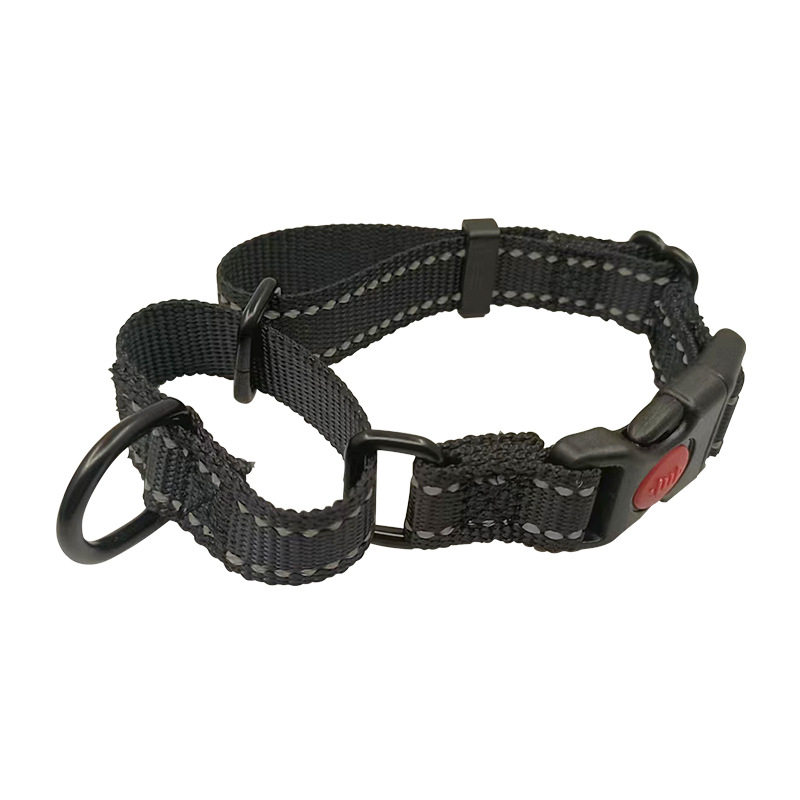 Noćno-reflektirajući trening ogrlica za pse od webbing materijala, podesiva, monohromni uzorak