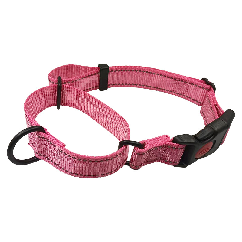 Noćno-reflektirajući trening ogrlica za pse od webbing materijala, podesiva, monohromni uzorak