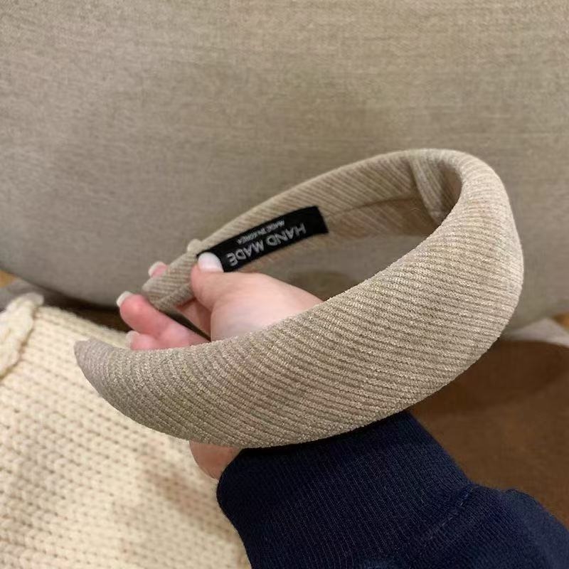Bandă de păr din țesătură, lată, cu textură de burete, stil coreean, lucrată manual, pentru femei