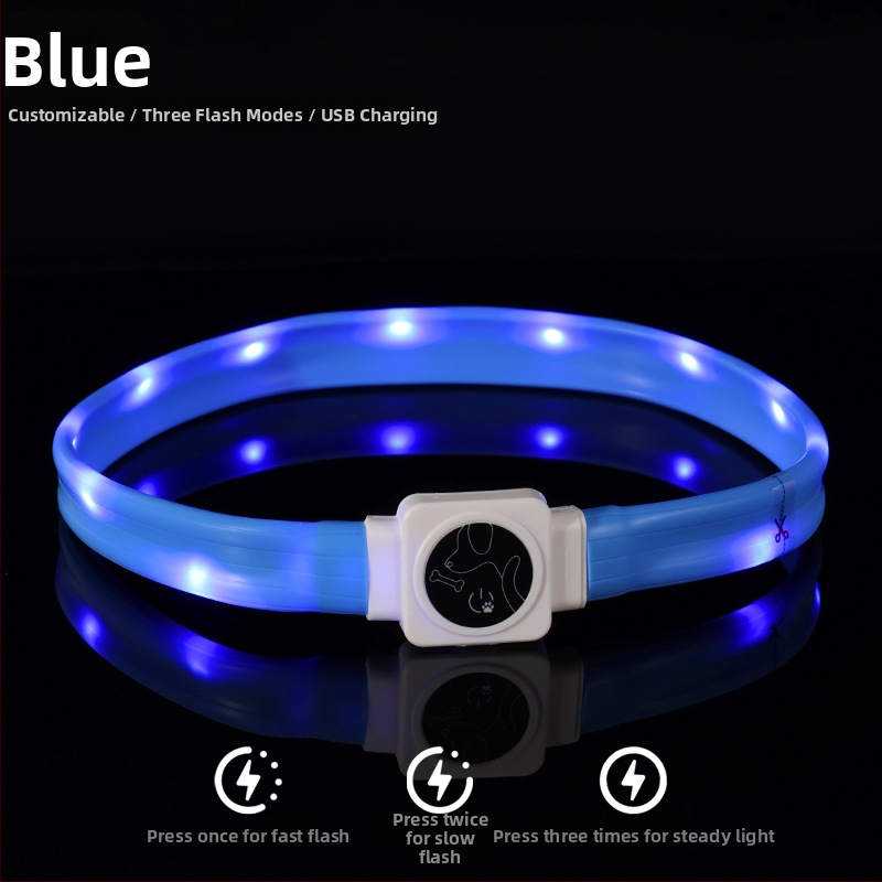 Silikónový LED obojok pre psa s Type-C nabíjaním, nočné svetlo a USB blikanie