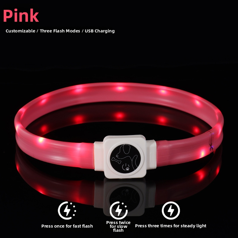 Silikónový LED obojok pre psa s Type-C nabíjaním, nočné svetlo a USB blikanie