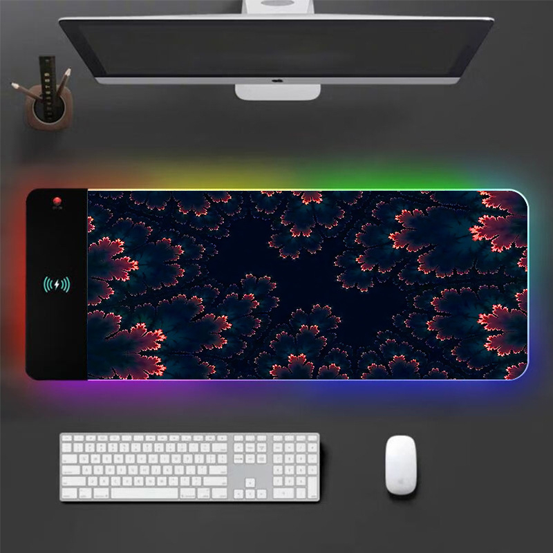 RGB podloga za miš s bežičnim punjenjem, protuklizna, otporna na mrlje, debela podloga za stol od prirodne gume